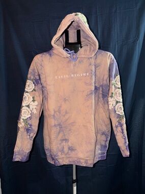 Civil Regime Tie Dye Floral Embroidered Hoodie Size Medium NWT